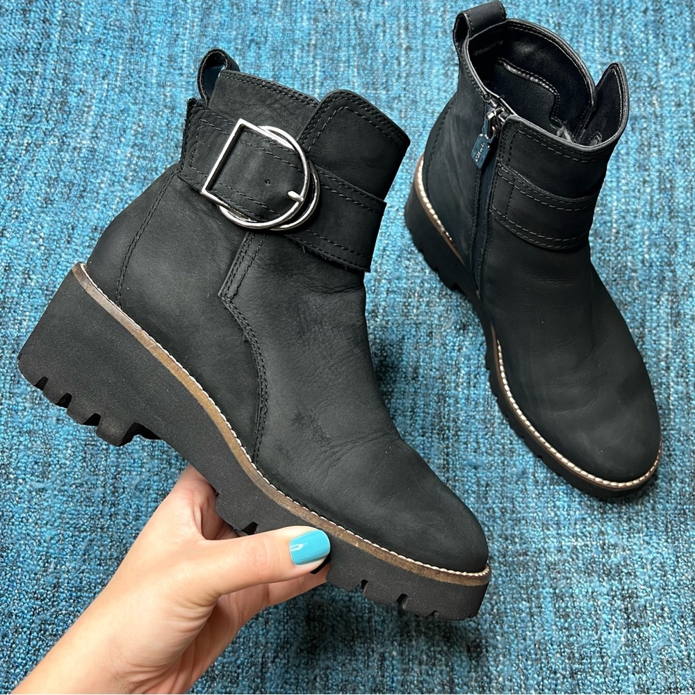 Blondo Dagger Waterproof Ankle Boots in Black Nubuck Leather Women's Size 6